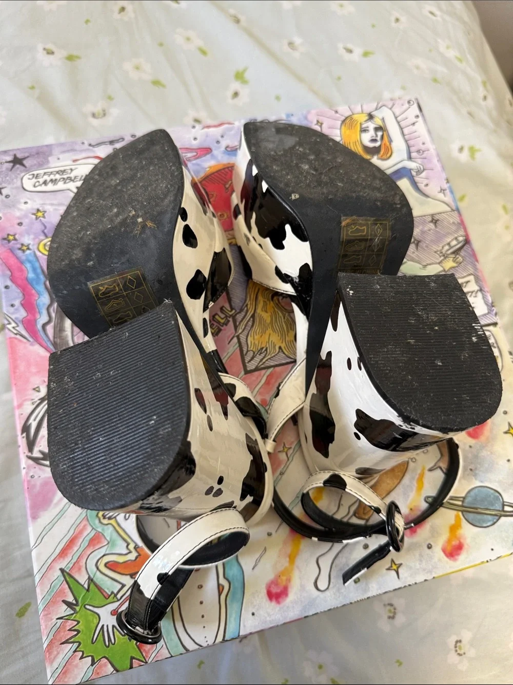 ASOS platform chunky cow print heels